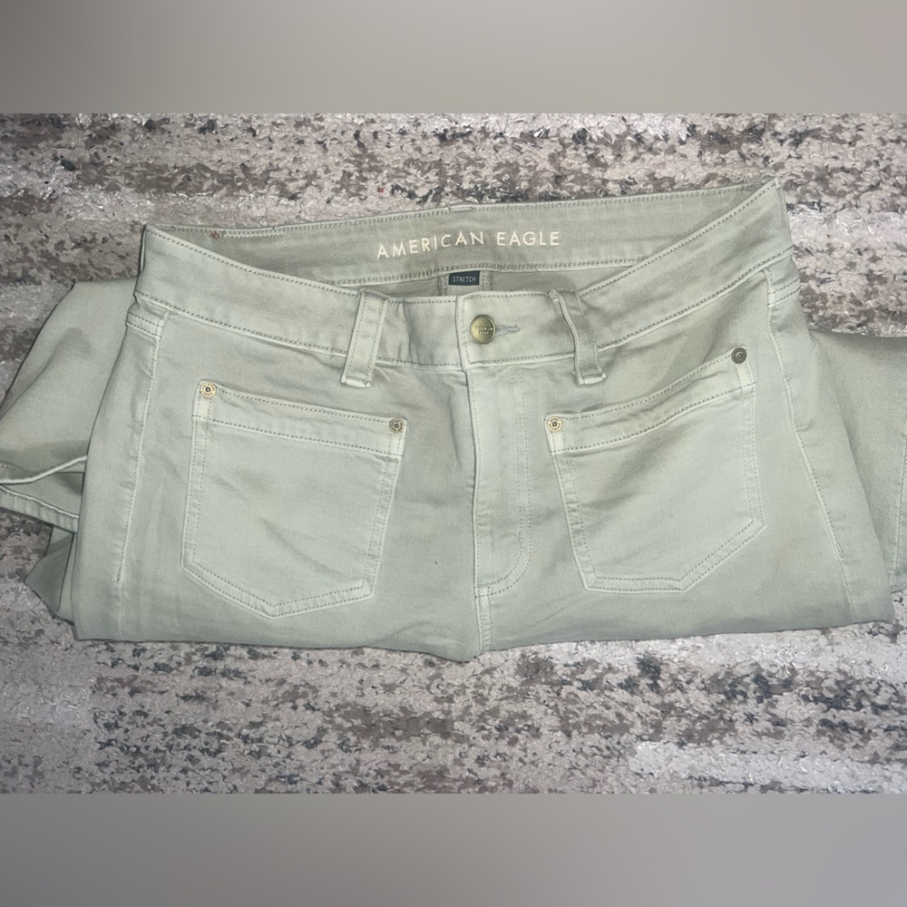 American Eagle Outfitters Sage Green Wide Leg Jeans